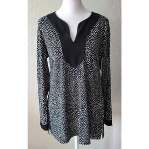 Michael Kors Women Animal Print Tunic Top Sz Medium Long Sleeve Mob Wife Stretch